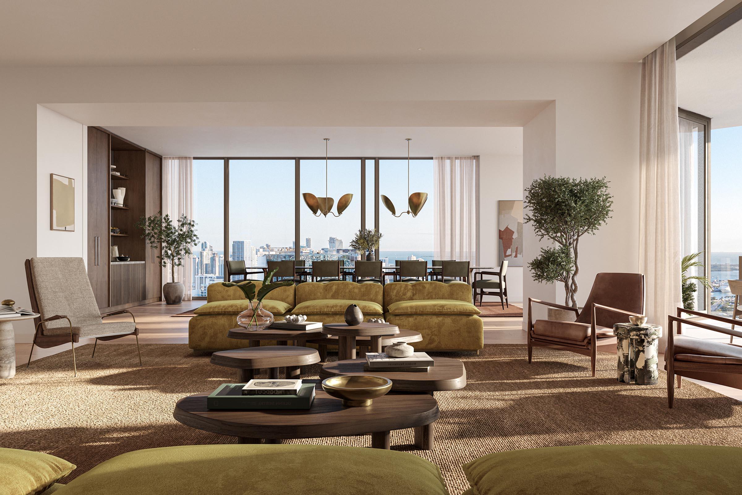 Rendering of Villa Miami Living Room